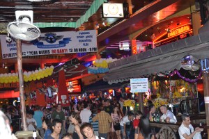 It is busy outside the "dancing" clubs