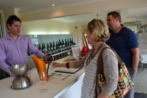 Greg and Simone taste the wine