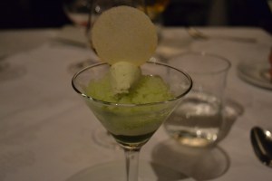 Green Apple and Mint Ice Cream with Basil Jelly