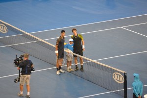 Murray and Djokovic at the  ball toss