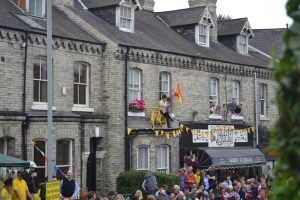 Hanging yellow bicycle